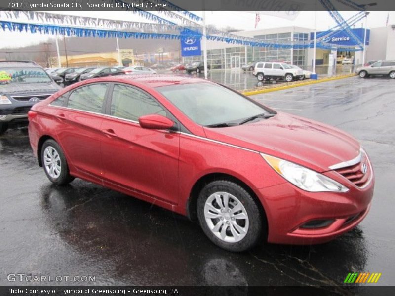 Sparkling Ruby Red / Camel 2012 Hyundai Sonata GLS