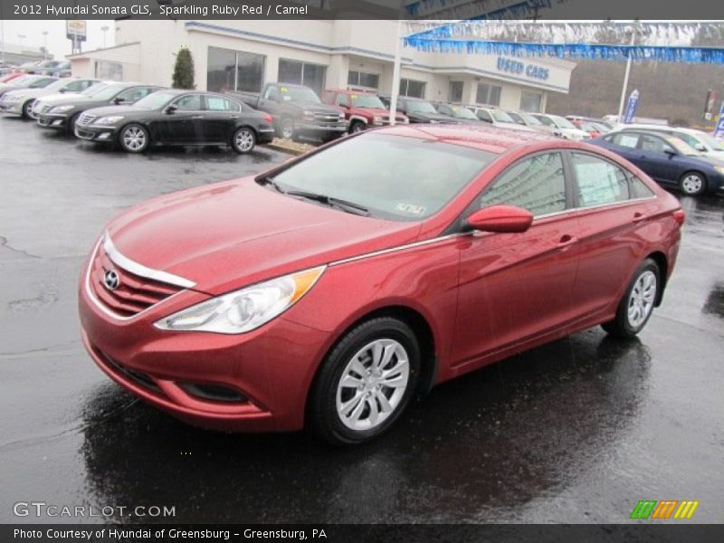 Sparkling Ruby Red / Camel 2012 Hyundai Sonata GLS