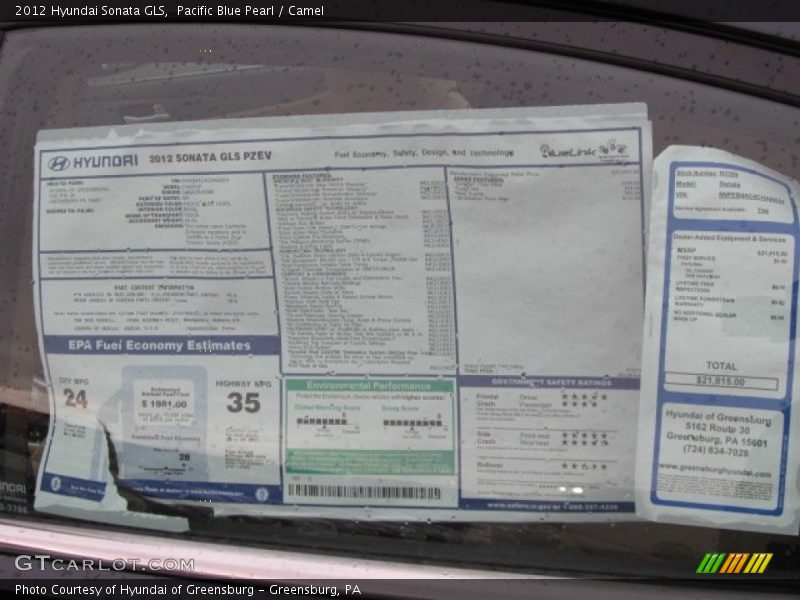 Pacific Blue Pearl / Camel 2012 Hyundai Sonata GLS