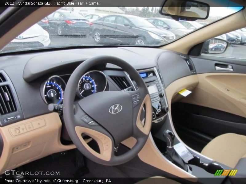 Pacific Blue Pearl / Camel 2012 Hyundai Sonata GLS