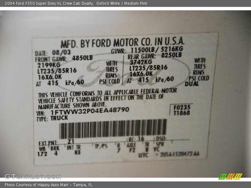 Oxford White / Medium Flint 2004 Ford F350 Super Duty XL Crew Cab Dually