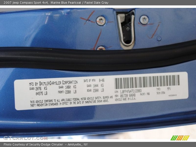 Marine Blue Pearlcoat / Pastel Slate Gray 2007 Jeep Compass Sport 4x4
