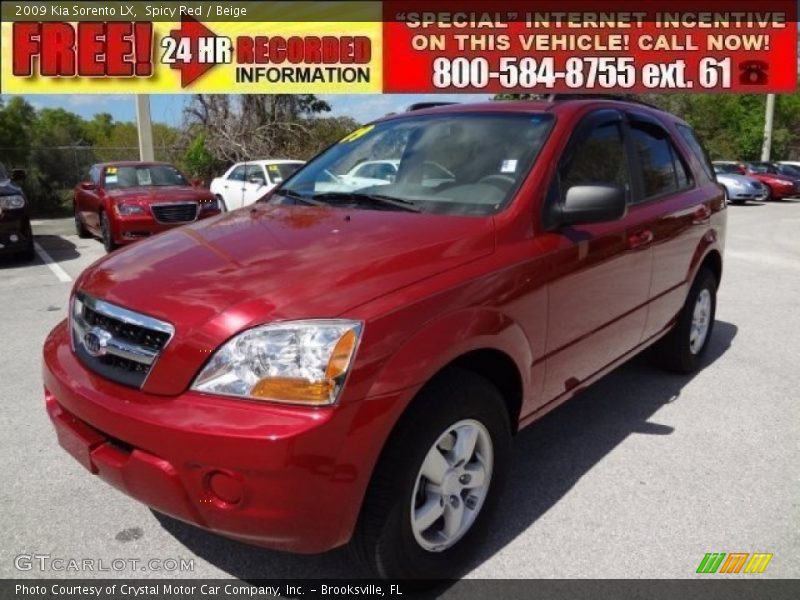 Spicy Red / Beige 2009 Kia Sorento LX