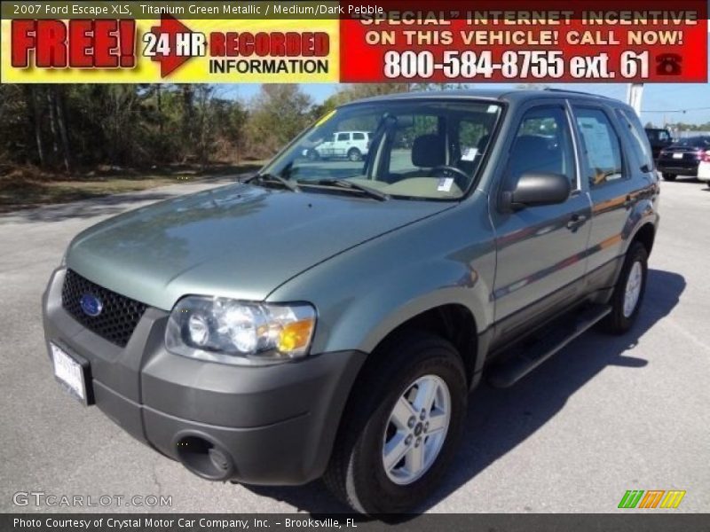 Titanium Green Metallic / Medium/Dark Pebble 2007 Ford Escape XLS