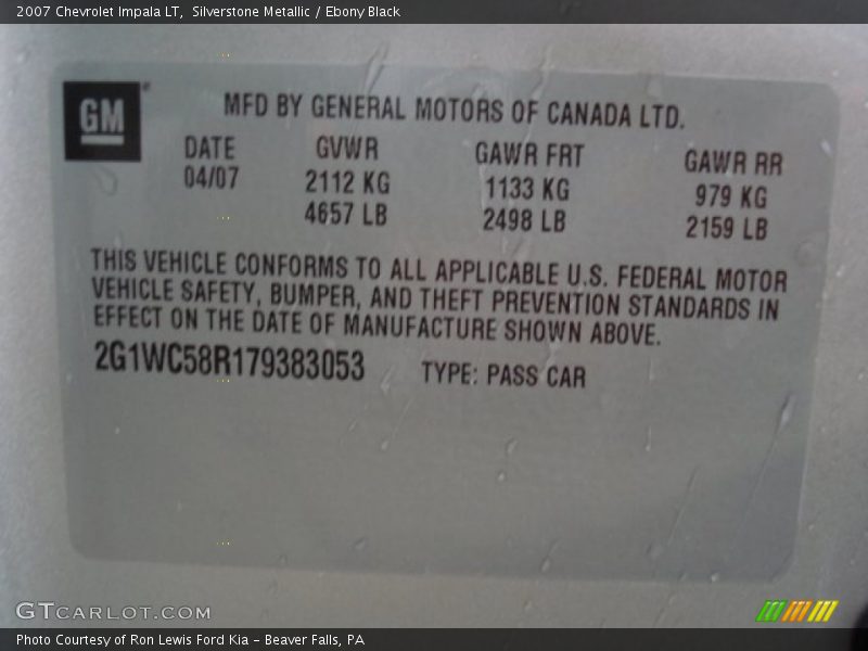 Silverstone Metallic / Ebony Black 2007 Chevrolet Impala LT