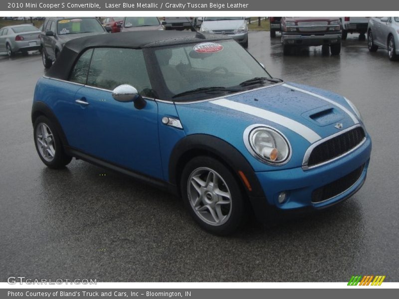 Laser Blue Metallic / Gravity Tuscan Beige Leather 2010 Mini Cooper S Convertible