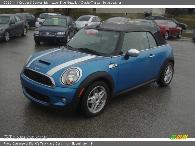 Laser Blue Metallic / Gravity Tuscan Beige Leather 2010 Mini Cooper S Convertible