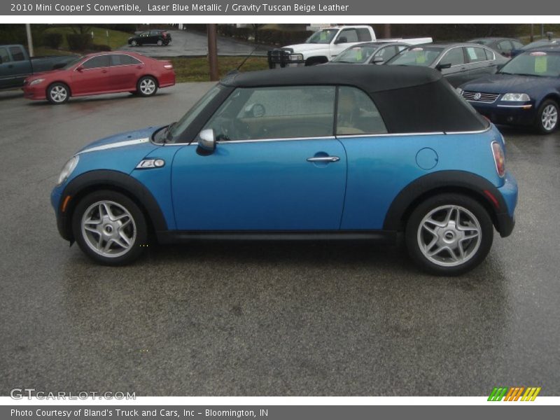 Laser Blue Metallic / Gravity Tuscan Beige Leather 2010 Mini Cooper S Convertible