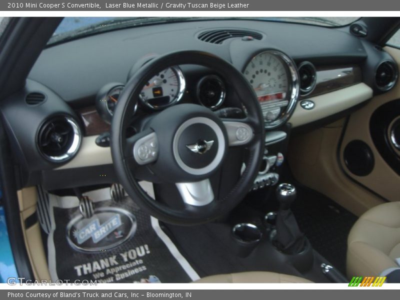 Laser Blue Metallic / Gravity Tuscan Beige Leather 2010 Mini Cooper S Convertible