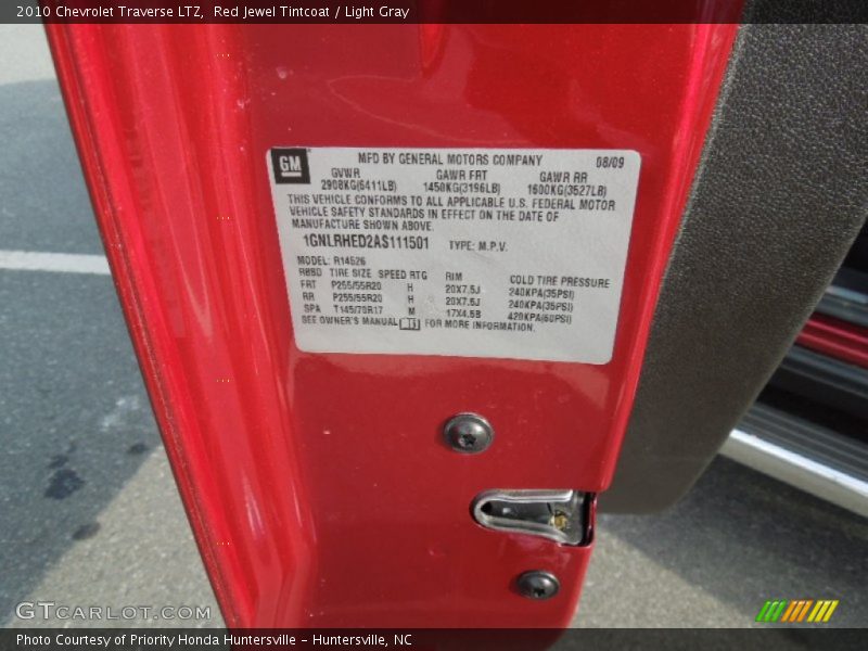 Red Jewel Tintcoat / Light Gray 2010 Chevrolet Traverse LTZ