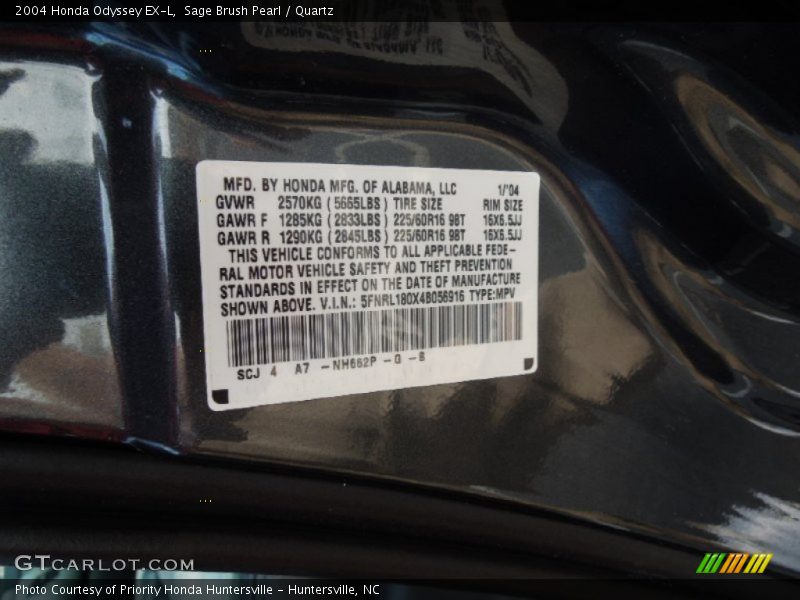 Sage Brush Pearl / Quartz 2004 Honda Odyssey EX-L