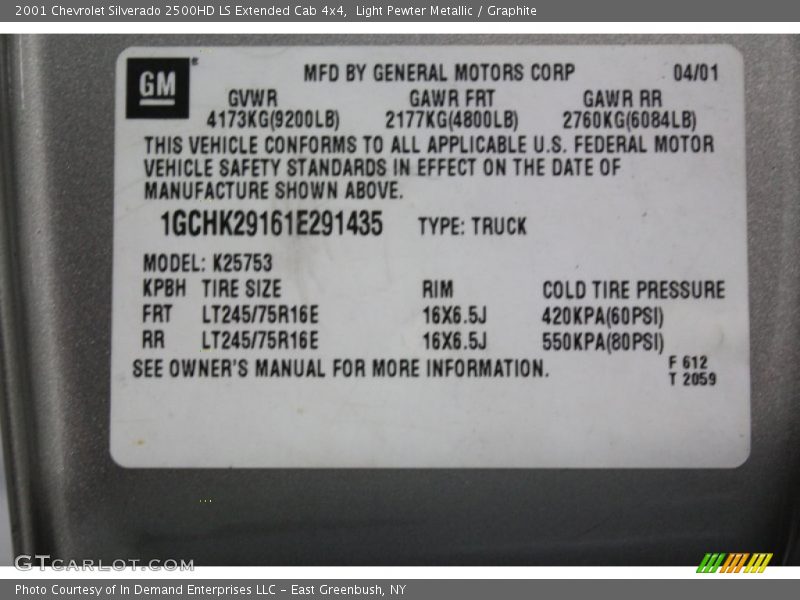Light Pewter Metallic / Graphite 2001 Chevrolet Silverado 2500HD LS Extended Cab 4x4