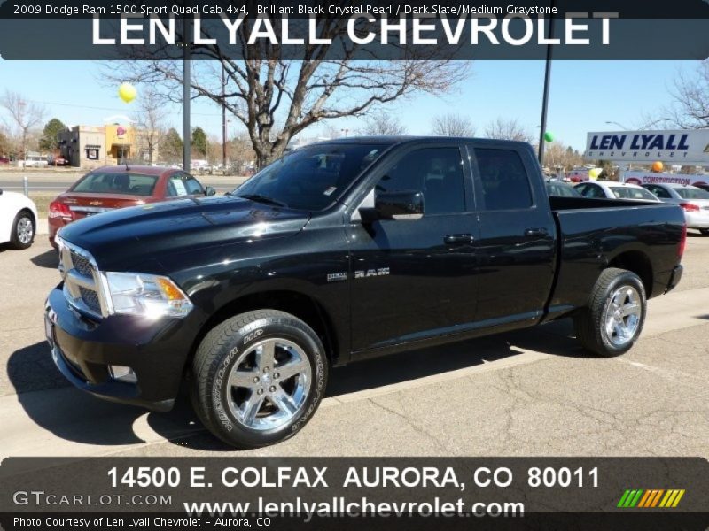 Brilliant Black Crystal Pearl / Dark Slate/Medium Graystone 2009 Dodge Ram 1500 Sport Quad Cab 4x4