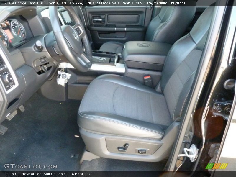 Brilliant Black Crystal Pearl / Dark Slate/Medium Graystone 2009 Dodge Ram 1500 Sport Quad Cab 4x4