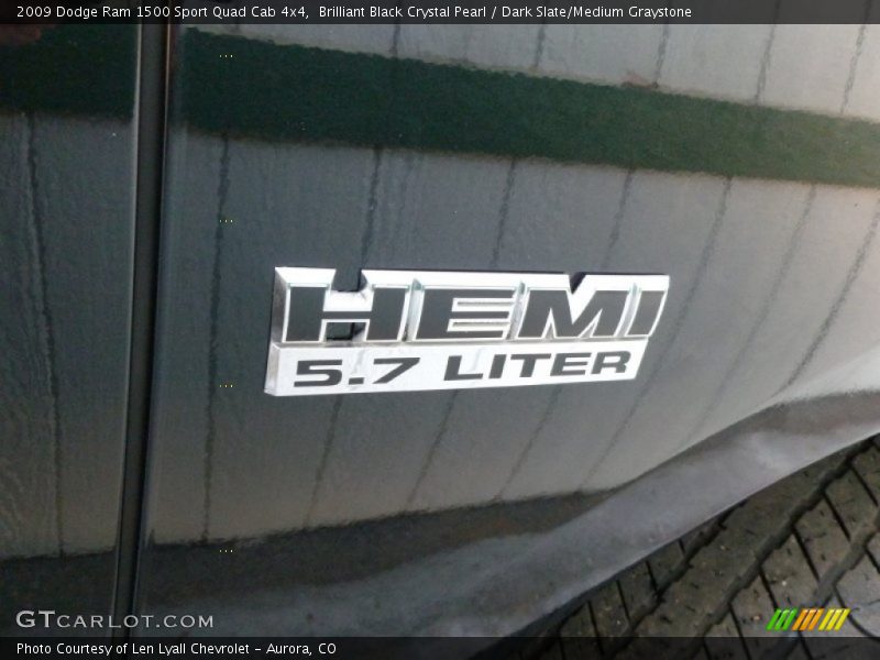 Brilliant Black Crystal Pearl / Dark Slate/Medium Graystone 2009 Dodge Ram 1500 Sport Quad Cab 4x4