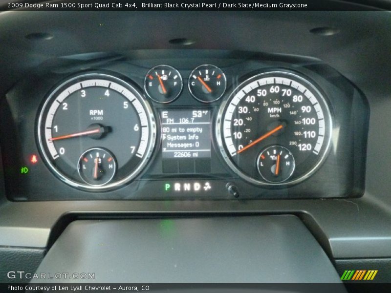 Brilliant Black Crystal Pearl / Dark Slate/Medium Graystone 2009 Dodge Ram 1500 Sport Quad Cab 4x4