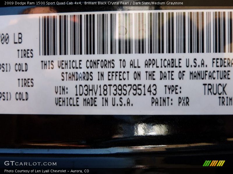 Brilliant Black Crystal Pearl / Dark Slate/Medium Graystone 2009 Dodge Ram 1500 Sport Quad Cab 4x4