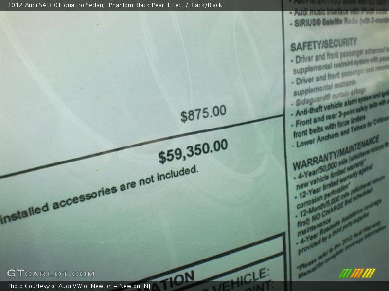  2012 S4 3.0T quattro Sedan Window Sticker