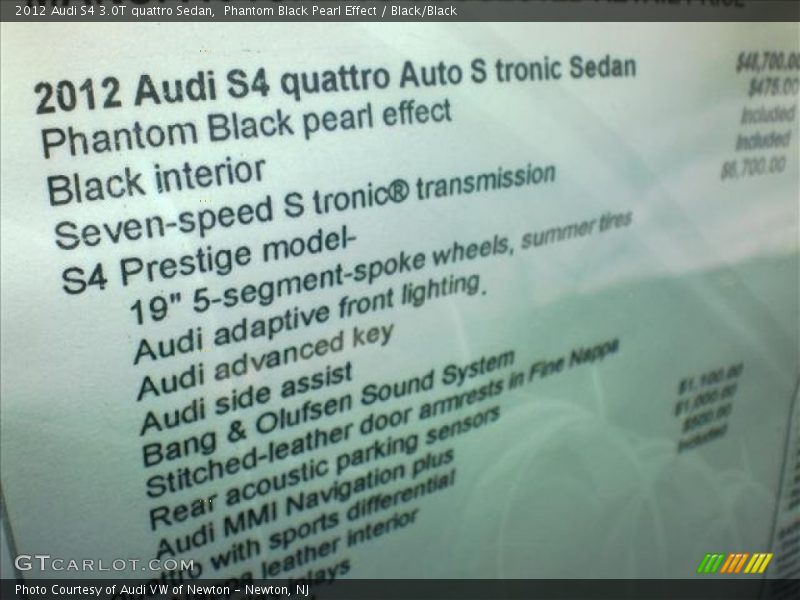Phantom Black Pearl Effect - 2012 Audi S4 3.0T quattro Sedan