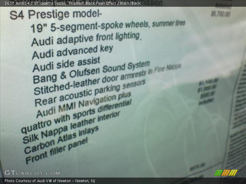 Phantom Black Pearl Effect / Black/Black 2012 Audi S4 3.0T quattro Sedan