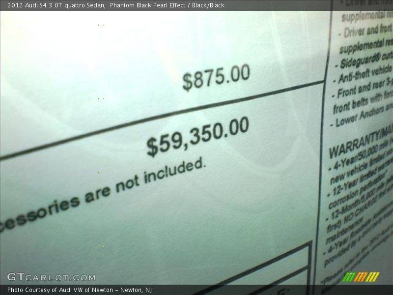 Phantom Black Pearl Effect / Black/Black 2012 Audi S4 3.0T quattro Sedan