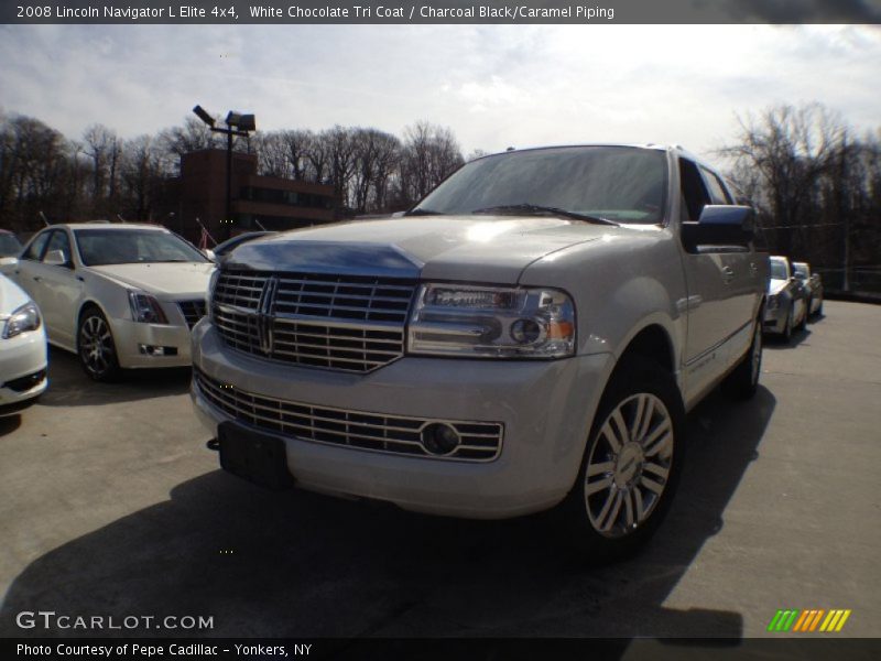 White Chocolate Tri Coat / Charcoal Black/Caramel Piping 2008 Lincoln Navigator L Elite 4x4