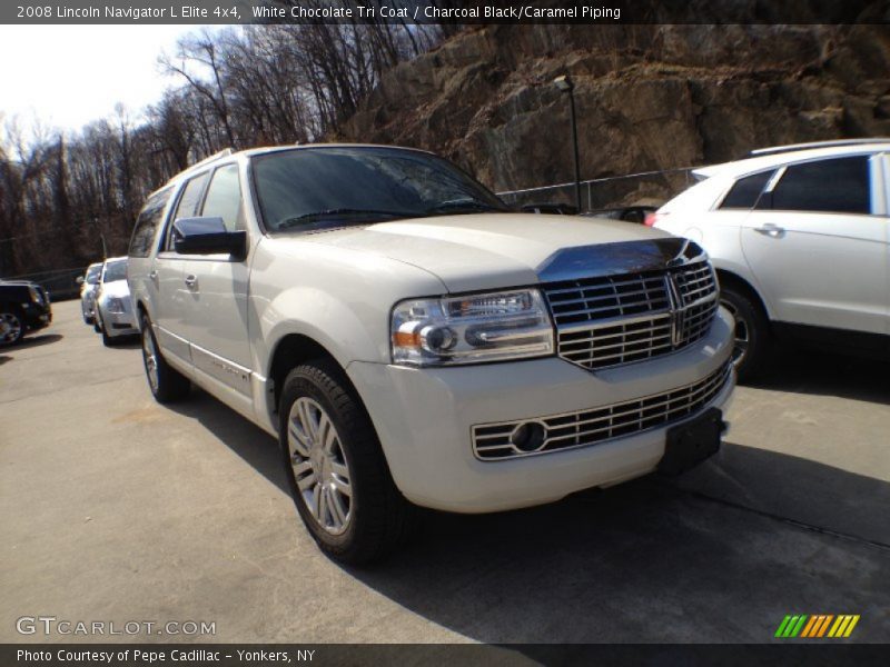 White Chocolate Tri Coat / Charcoal Black/Caramel Piping 2008 Lincoln Navigator L Elite 4x4