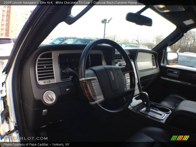 White Chocolate Tri Coat / Charcoal Black/Caramel Piping 2008 Lincoln Navigator L Elite 4x4