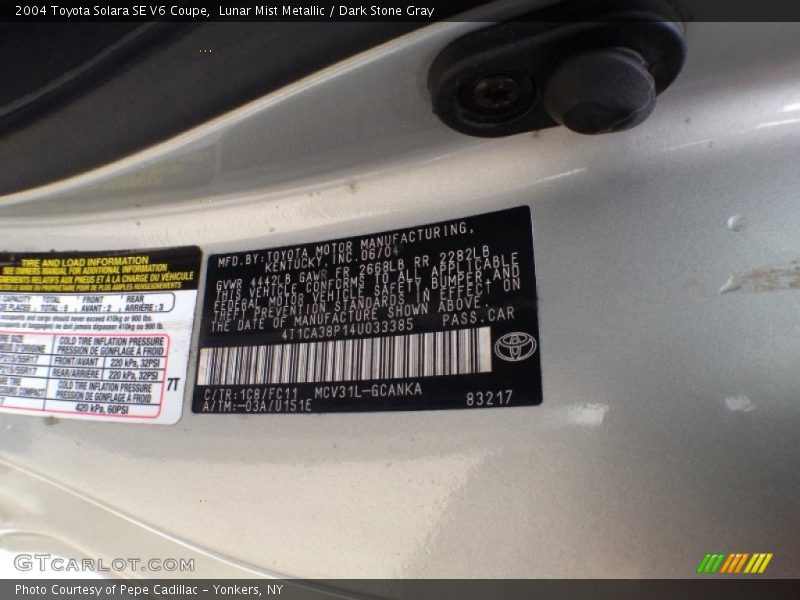 Lunar Mist Metallic / Dark Stone Gray 2004 Toyota Solara SE V6 Coupe