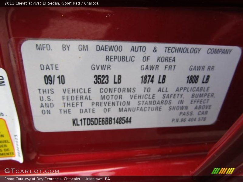 Sport Red / Charcoal 2011 Chevrolet Aveo LT Sedan