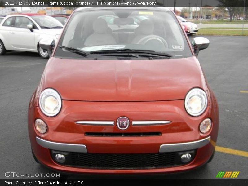 Rame (Copper Orange) / Pelle Marrone/Avorio (Brown/Ivory) 2012 Fiat 500 Lounge