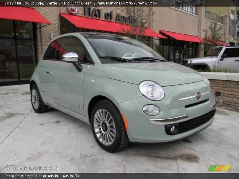 Verde Chiaro (Light Green) / Pelle Marrone/Avorio (Brown/Ivory) 2012 Fiat 500 Lounge