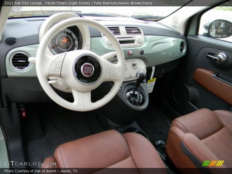 Verde Chiaro (Light Green) / Pelle Marrone/Avorio (Brown/Ivory) 2012 Fiat 500 Lounge