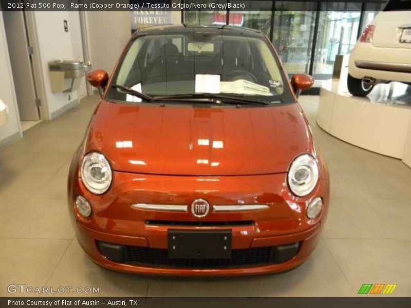 Rame (Copper Orange) / Tessuto Grigio/Nero (Grey/Black) 2012 Fiat 500 Pop