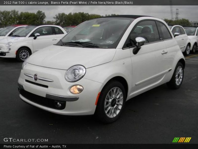 Bianco Perla (Pearl White) / Pelle Nera/Nera (Black/Black) 2012 Fiat 500 c cabrio Lounge