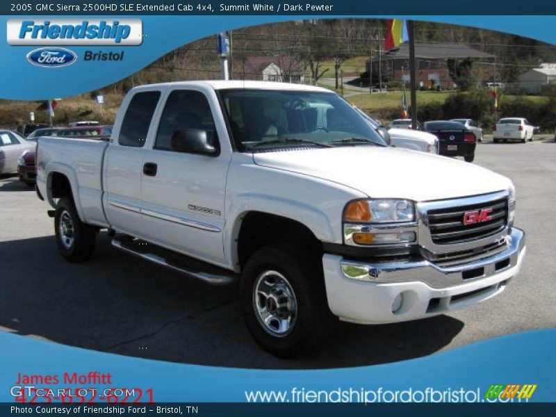 Summit White / Dark Pewter 2005 GMC Sierra 2500HD SLE Extended Cab 4x4