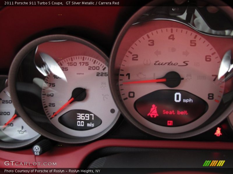 GT Silver Metallic / Carrera Red 2011 Porsche 911 Turbo S Coupe
