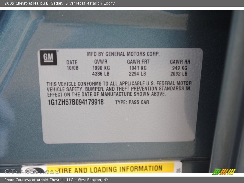 Silver Moss Metallic / Ebony 2009 Chevrolet Malibu LT Sedan