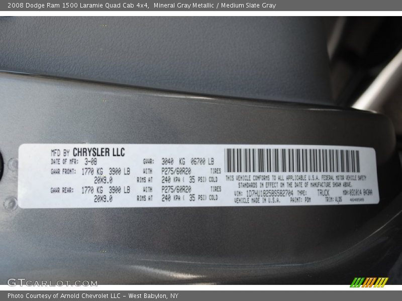 Mineral Gray Metallic / Medium Slate Gray 2008 Dodge Ram 1500 Laramie Quad Cab 4x4