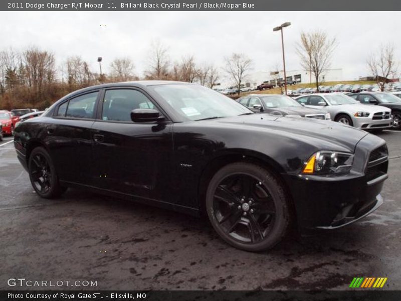 Brilliant Black Crystal Pearl / Black/Mopar Blue 2011 Dodge Charger R/T Mopar '11
