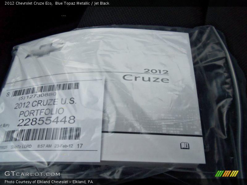 Blue Topaz Metallic / Jet Black 2012 Chevrolet Cruze Eco