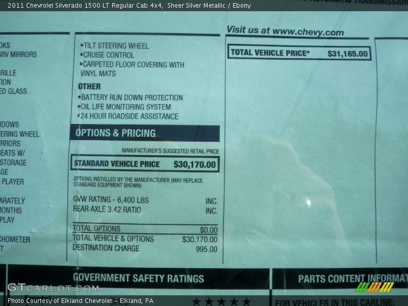 Sheer Silver Metallic / Ebony 2011 Chevrolet Silverado 1500 LT Regular Cab 4x4