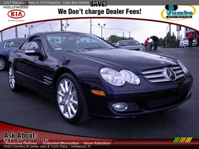 Capri Blue Metallic / Ash Grey 2007 Mercedes-Benz SL 550 Roadster