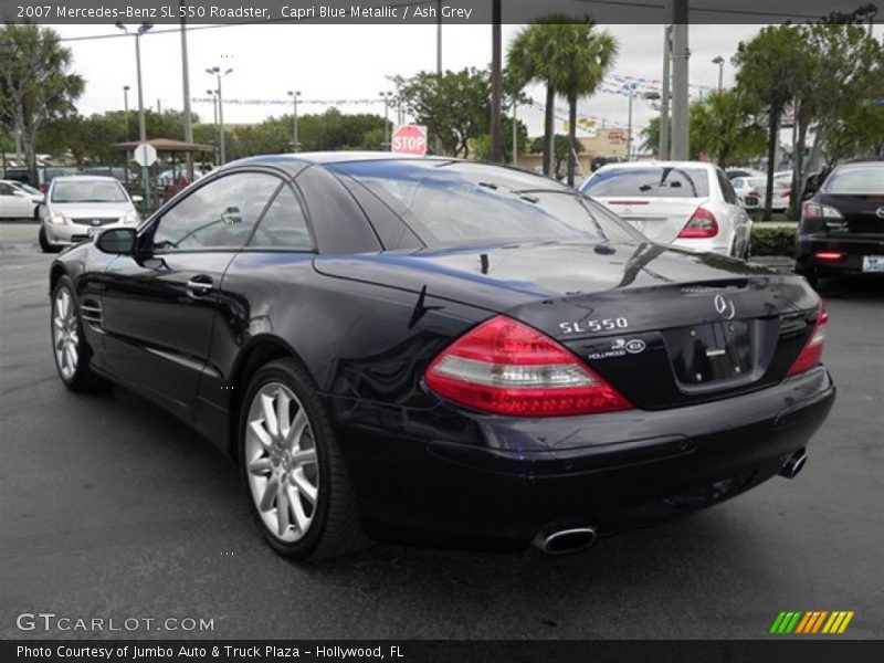 Capri Blue Metallic / Ash Grey 2007 Mercedes-Benz SL 550 Roadster