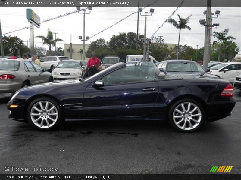 Capri Blue Metallic / Ash Grey 2007 Mercedes-Benz SL 550 Roadster
