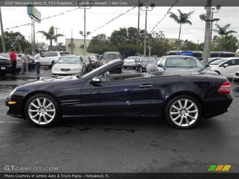 Capri Blue Metallic / Ash Grey 2007 Mercedes-Benz SL 550 Roadster