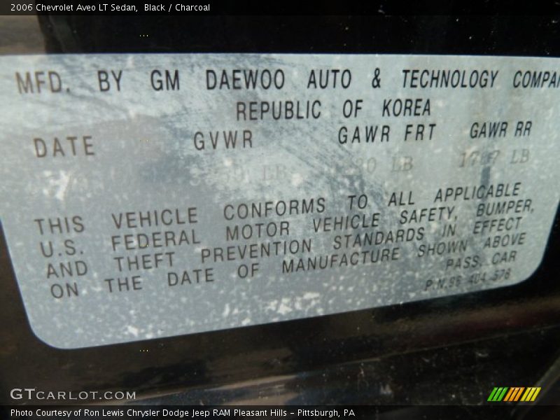 Black / Charcoal 2006 Chevrolet Aveo LT Sedan