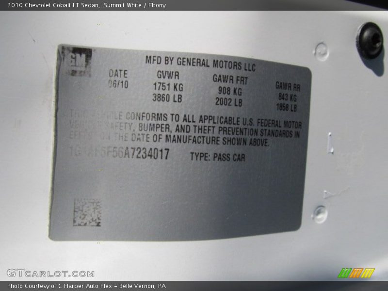 Summit White / Ebony 2010 Chevrolet Cobalt LT Sedan