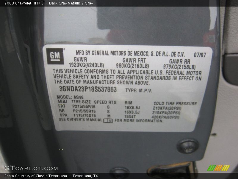 Dark Gray Metallic / Gray 2008 Chevrolet HHR LT