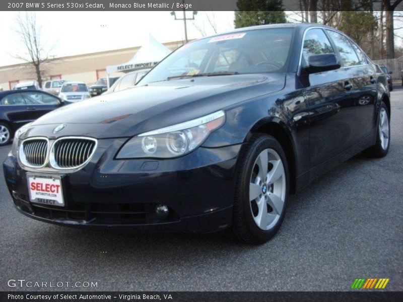 Monaco Blue Metallic / Beige 2007 BMW 5 Series 530xi Sedan